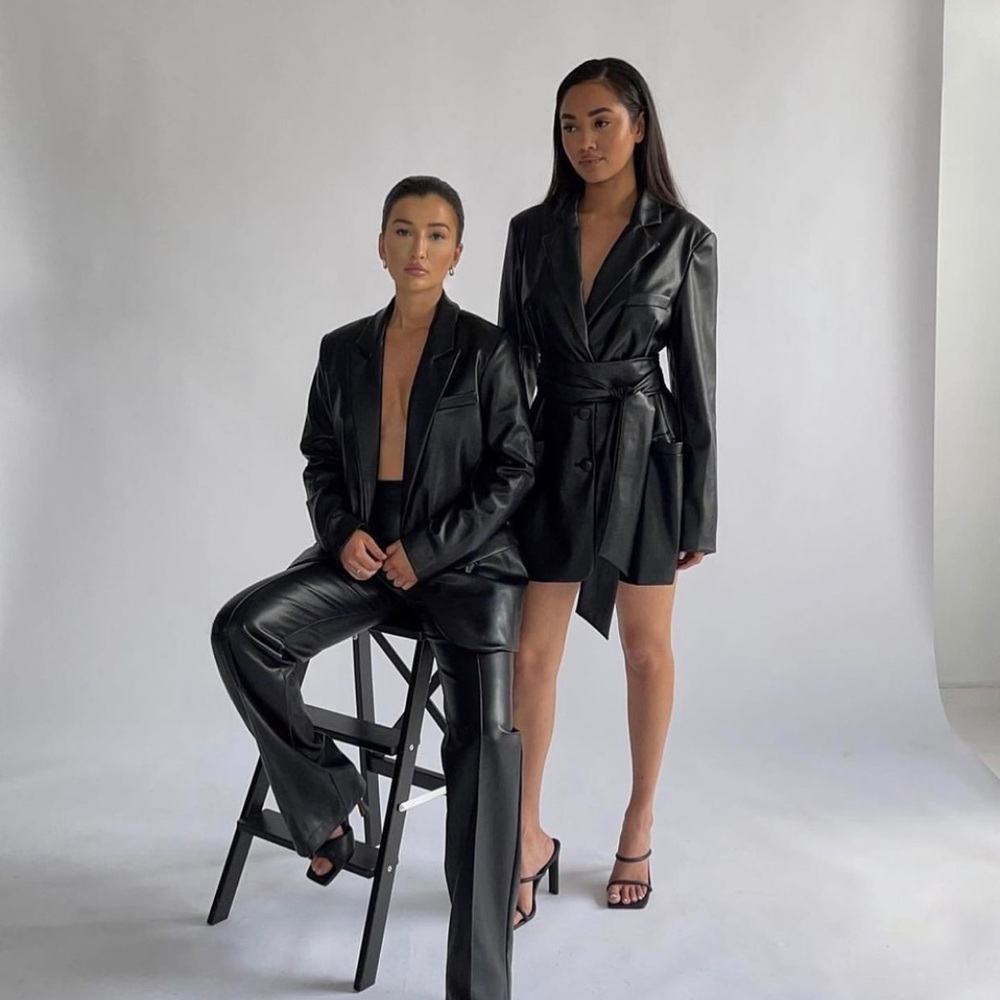 Black leather blazer